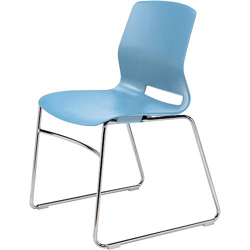 KFI Swey Collection Sled Base Chair Sky Blue Seat Color - Polypropylene Seat Material - Sky Blue Back Color - Polypropylene Back Material - Silver Frame Color - Stainless Steel Frame Material - Sled Base - 1 Each (SL2700P35)