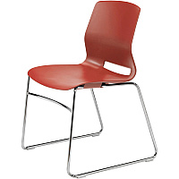 KFI Swey Collection Sled Base Chair Coral Seat Color - Polypropylene Seat Material - Coral Back Color - Polypropylene Back Material - Silver Frame Color - Stainless Steel Frame Material - Sled Base - 1 Each (SL2700P41)