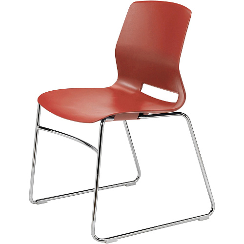 KFI Swey Collection Sled Base Chair Coral Seat Color - Polypropylene Seat Material - Coral Back Color - Polypropylene Back Material - Silver Frame Color - Stainless Steel Frame Material - Sled Base - 1 Each (SL2700P41)