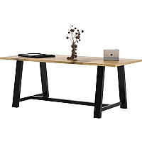 KFI Midtown Cafeteria Table Natural Rectangle Top - 84" Table Top Length x 36" Table Top Width - 30" Height - Assembly Required - Poplar Wood Top Material - 1 Each (T3684BMTLFTN)