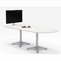 KFI Horseshoe Table High Pressure Laminate (HPL) Half-round, White Top - Column Leg Base - 84" Table Top Length x 42" Table Top Width - Assembly Required - 1 Each (T4284HSBWW4)