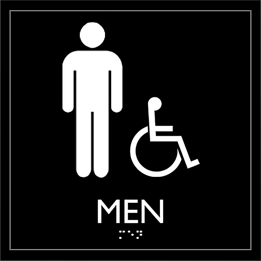 Lorell Men's Handicap Restroom Sign Print/Message "men's restroom/wheelchair accessible" - 8" Width x 8" Height - Square Shape - Surface-mountable - Easy Readability, Injection-molded - Restroom, Architectural - Plastic - Black - 1 Each (LLR02659)