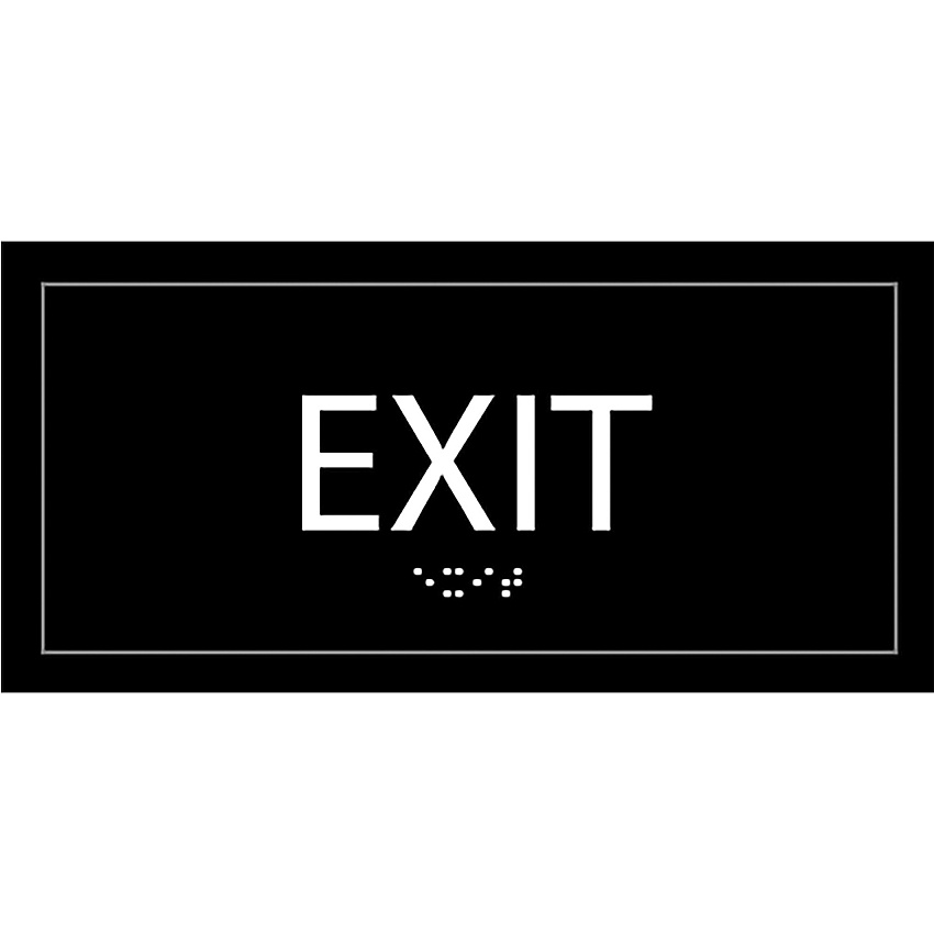 Lorell Exit Sign 4" Width x 8" Height - Rectangular Shape - Surface-mountable - Easy Readability, Injection-molded - Plastic - Black - 1 Each (LLR02662)