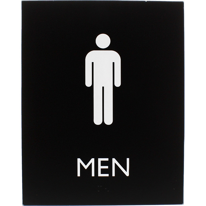 Lorell Men's Restroom Sign Print/Message "Men" - 6.4" Width x 8.5" Height - Rectangular Shape - Surface-mountable - Easy Readability, Braille - Plastic - Black - 1 Each (LLR02667)