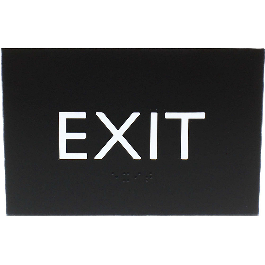 Lorell Exit Sign 4.5" Width x 6.8" Height - Rectangular Shape - Surface-mountable - Easy Readability, Braille - Indoor - Plastic - Black - 1 Each (LLR02671)