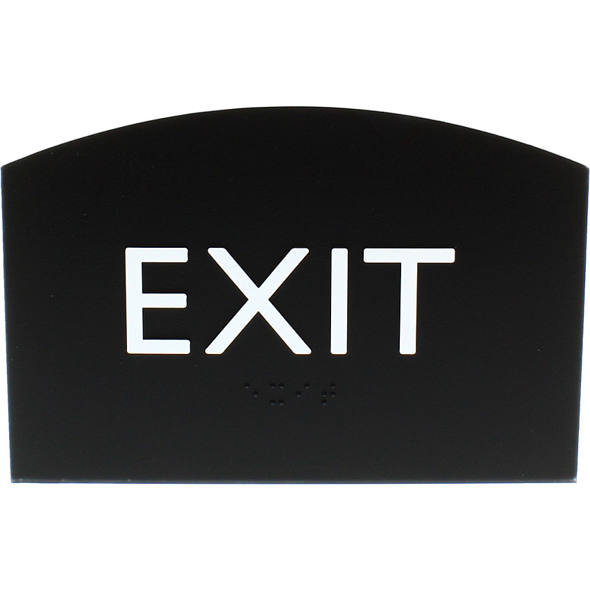 Lorell Exit Sign 4.5" Width x 6.8" Height - Curved Shape - Surface-mountable - Easy Readability, Braille - Indoor - Plastic - Black - 1 Each (LLR02680)