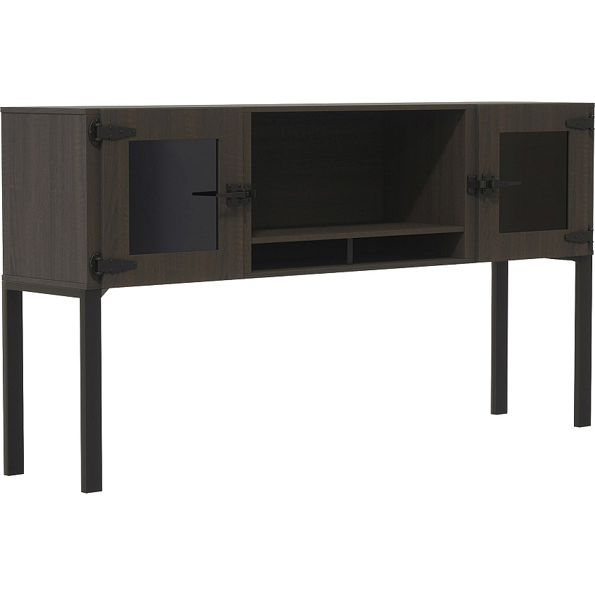 Mayline 72" Hutch with Glass Doors & Supports 38" Height x 72" Width x 15" Depth - 2 Door(s) - Material: Particleboard, Laminate, Metal, Steel - Finish: Southern Tobacco - 1 Each (MRHG72STO)