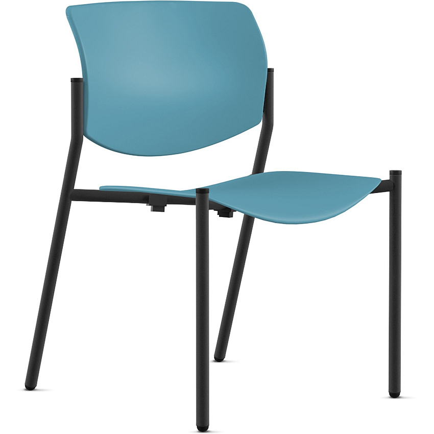 9 to 5 Seating Shuttle Armless Stack Chair with Glides Blue Seat Color - Plastic Seat Material - Blue Back Color - Plastic Back Material - Powder Coated, Black Frame Color - Four-legged Base - 1 Each (1210A00BFP16)