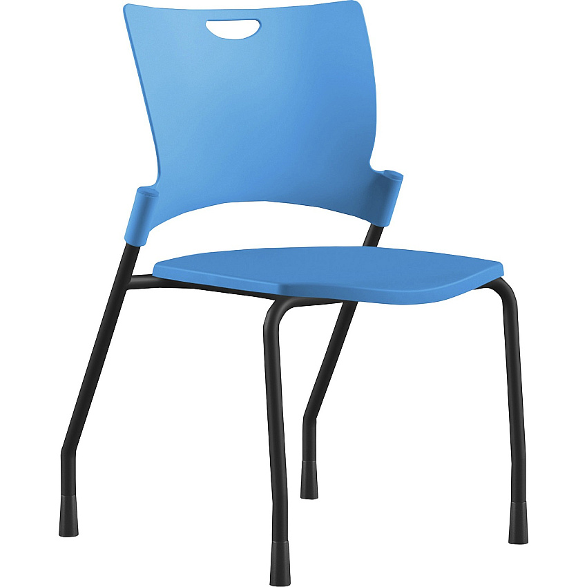 9 to 5 Seating Bella Plastic Seat Stack Chair Blue Seat Color - Thermoplastic Seat Material - Blue Back Color - Thermoplastic Back Material - Black Frame Color - Four-legged Base - 1 Each (1310A00BFP16)