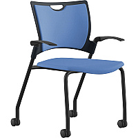9 to 5 Seating Bella Fabric Seat Mobile Stack Chair Blue Seat Color - Fabric, Foam, Plastic Seat Material - Blue Back Color - Fabric, Plastic, Foam Back Material - Powder Coated, Black Frame Color - Four-legged Base - 1 Each (1315A12BFBU)