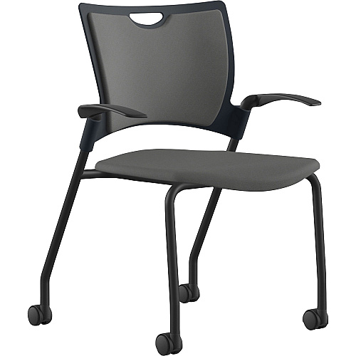 9 to 5 Seating Bella Fabric Seat Mobile Stack Chair Dove Seat Color - Fabric, Foam, Plastic Seat Material - Dove Gray Back Color - Fabric, Plastic, Foam Back Material - Powder Coated, Black Frame Color - Four-legged Base - 1 Each (1315A12BFDO)