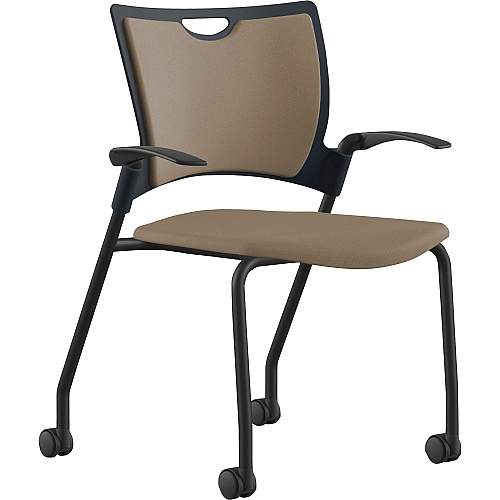 9 to 5 Seating Bella Fabric Seat Mobile Stack Chair Latte Seat Color - Fabric, Foam, Plastic Seat Material - Latte Back Color - Fabric, Plastic, Foam Back Material - Powder Coated, Black Frame Color - Four-legged Base - 1 Each (1315A12BFLA)