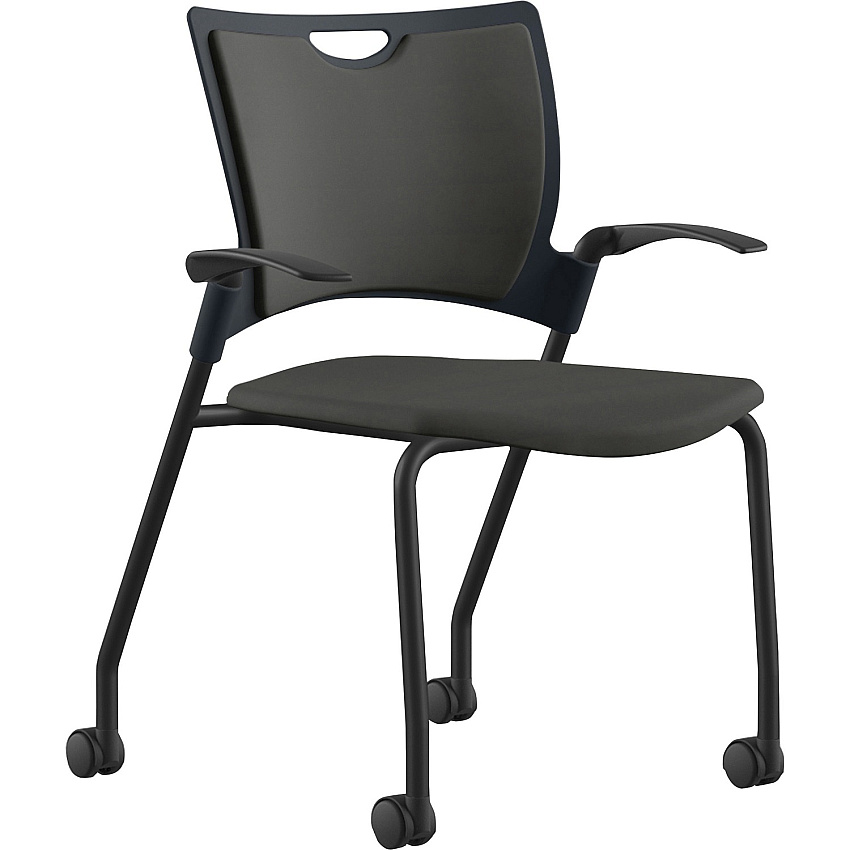 9 to 5 Seating Bella Fabric Seat Mobile Stack Chair Onyx Seat Color - Fabric, Foam, Plastic Seat Material - Onyx Back Color - Fabric, Plastic, Foam Back Material - Powder Coated, Black Frame Color - Four-legged Base - 1 Each (1315A12BFON)