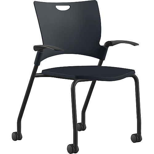 9 to 5 Seating Bella Fixed Arms Mobile Stack Chair Black Seat Color - Thermoplastic Seat Material - Black Back Color - Thermoplastic Back Material - Powder Coated, Black Frame Color - Four-legged Base - 1 Each (1315A12BFP01)