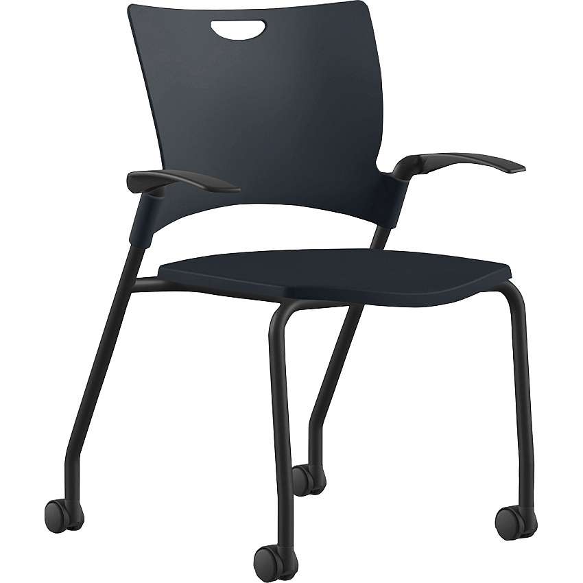 9 to 5 Seating Bella Fixed Arms Mobile Stack Chair Black Seat Color - Thermoplastic Seat Material - Black Back Color - Thermoplastic Back Material - Powder Coated, Black Frame Color - Four-legged Base - 1 Each (1315A12BFP01)