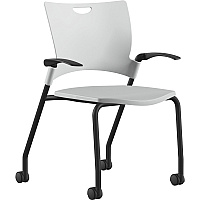 9 to 5 Seating Bella Fixed Arms Mobile Stack Chair White Seat Color - Thermoplastic Seat Material - White Back Color - Thermoplastic Back Material - Powder Coated, Black Frame Color - Four-legged Base - 1 Each (1315A12BFP05)
