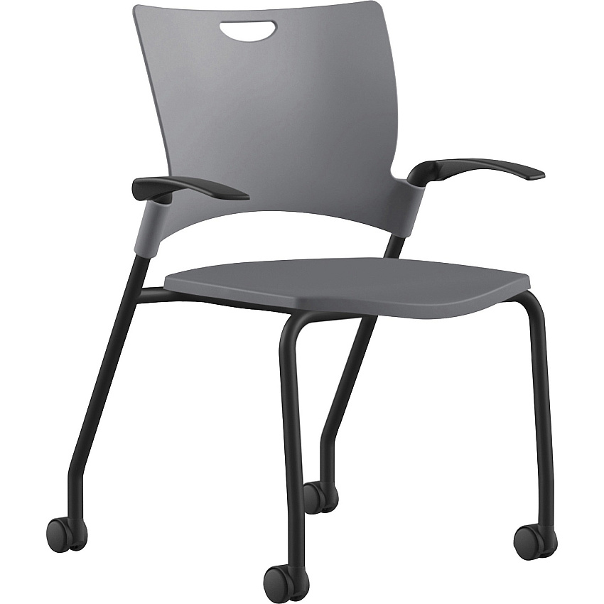 9 to 5 Seating Bella Fixed Arms Mobile Stack Chair Dove Seat Color - Thermoplastic Seat Material - Dove Gray Back Color - Thermoplastic Back Material - Powder Coated, Black Frame Color - Four-legged Base - 1 Each (1315A12BFP14)