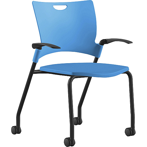9 to 5 Seating Bella Fixed Arms Mobile Stack Chair Blue Seat Color - Thermoplastic Seat Material - Blue Back Color - Thermoplastic Back Material - Powder Coated, Black Frame Color - Four-legged Base - 1 Each (1315A12BFP16)