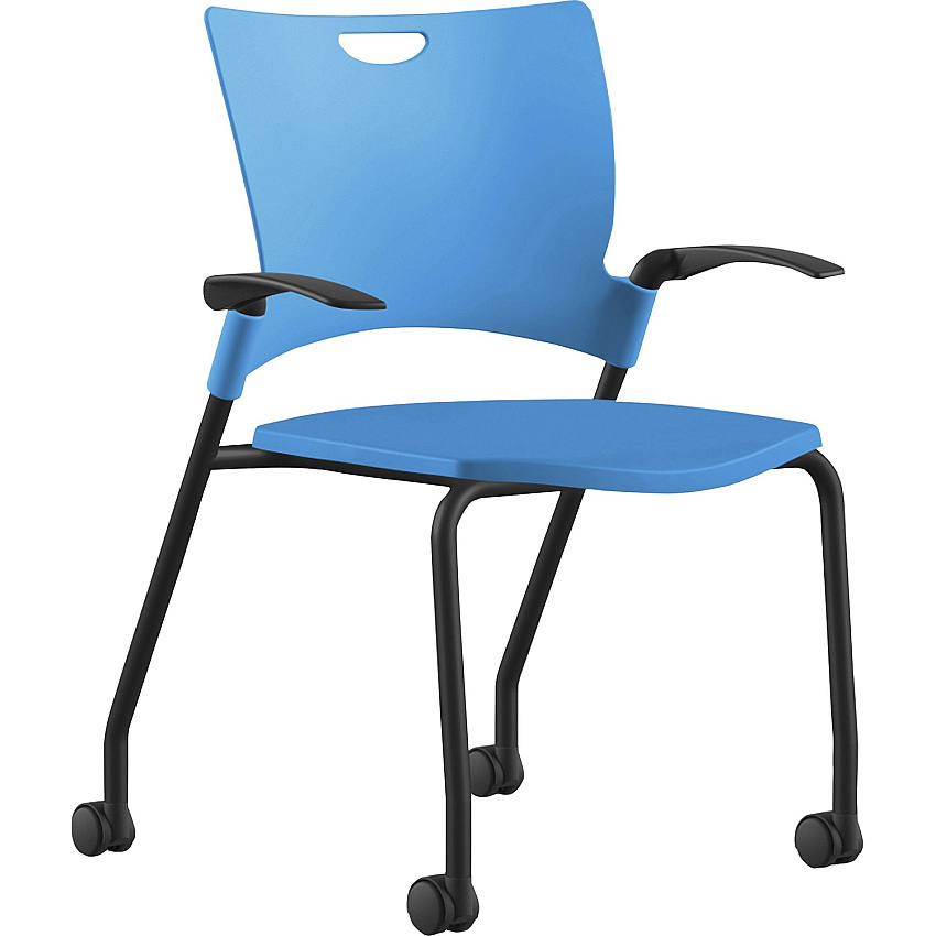 9 to 5 Seating Bella Fixed Arms Mobile Stack Chair Blue Seat Color - Thermoplastic Seat Material - Blue Back Color - Thermoplastic Back Material - Powder Coated, Black Frame Color - Four-legged Base - 1 Each (1315A12BFP16)