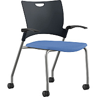 9 to 5 Seating Bella Fabric Seat Mobile Stack Chair Fabric, Foam, Plastic Seat Material - Fabric, Plastic, Foam Back Material - Powder Coated, Silver Frame Color - Four-legged Base - Blue - 1 Each (1315A12SFBU)