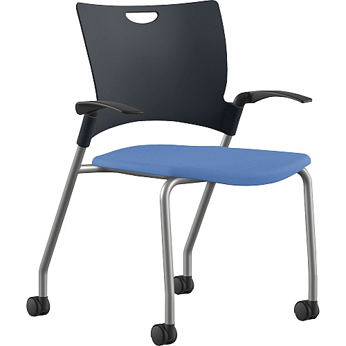 9 to 5 Seating Bella Fabric Seat Mobile Stack Chair Fabric, Foam, Plastic Seat Material - Fabric, Plastic, Foam Back Material - Powder Coated, Silver Frame Color - Four-legged Base - Blue - 1 Each (1315A12SFBU)