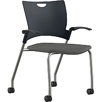 9 to 5 Seating Bella Fabric Seat Mobile Stack Chair Fabric, Foam, Plastic Seat Material - Fabric, Plastic, Foam Back Material - Powder Coated, Silver Frame Color - Four-legged Base - Dove Gray - 1 Each (1315A12SFDO)