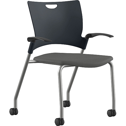 9 to 5 Seating Bella Fabric Seat Mobile Stack Chair Fabric, Foam, Plastic Seat Material - Fabric, Plastic, Foam Back Material - Powder Coated, Silver Frame Color - Four-legged Base - Dove Gray - 1 Each (1315A12SFDO)