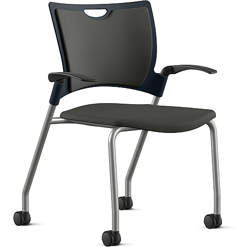 9 to 5 Seating Bella Fabric Seat Mobile Stack Chair Fabric, Foam, Plastic Seat Material - Fabric, Plastic, Foam Back Material - Powder Coated, Silver Frame Color - Four-legged Base - Onyx - 1 Each (1315A12SFON)