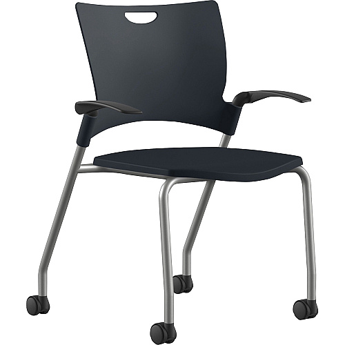 9 to 5 Seating Bella Fixed Arms Mobile Stack Chair Black Seat Color - Thermoplastic Seat Material - Black Back Color - Thermoplastic Back Material - Powder Coated, Silver Frame Color - Four-legged Base - 1 Each (1315A12SFP01)