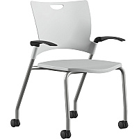 9 to 5 Seating Bella Fixed Arms Mobile Stack Chair White Seat Color - Thermoplastic Seat Material - White Back Color - Thermoplastic Back Material - Powder Coated, Silver Frame Color - Four-legged Base - 1 Each (1315A12SFP05)