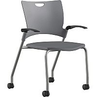 9 to 5 Seating Bella Fixed Arms Mobile Stack Chair Dove Seat Color - Thermoplastic Seat Material - Dove Gray Back Color - Thermoplastic Back Material - Powder Coated, Silver Frame Color - Four-legged Base - 1 Each (1315A12SFP14)