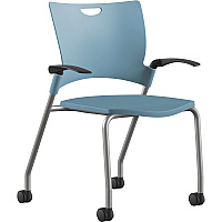 9 to 5 Seating Bella Fixed Arms Mobile Stack Chair Blue Seat Color - Thermoplastic Seat Material - Blue Back Color - Thermoplastic Back Material - Powder Coated, Silver Frame Color - Four-legged Base - 1 Each (1315A12SFP16)