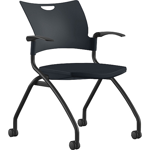 9 to 5 Seating Bella Fixed Arms Mobile Nesting Chair Black Seat Color - Thermoplastic Seat Material - Black Back Color - Thermoplastic Back Material - Black, Powder Coated Frame Color - Four-legged Base - 1 Each (1320A12BFP01)