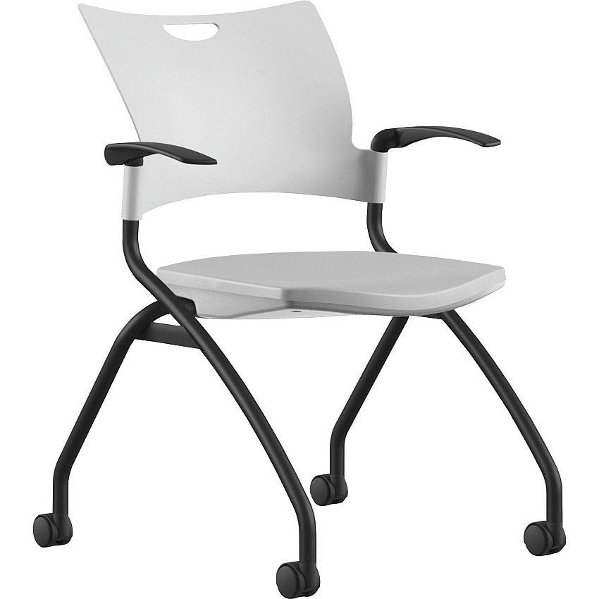 9 to 5 Seating Bella Fixed Arms Mobile Nesting Chair White Seat Color - Thermoplastic Seat Material - White Back Color - Thermoplastic Back Material - Black, Powder Coated Frame Color - Four-legged Base - 1 Each (1320A12BFP05)