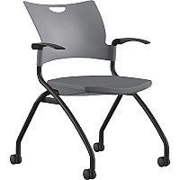 9 to 5 Seating Bella Fixed Arms Mobile Nesting Chair Dove Seat Color - Thermoplastic Seat Material - Dove Gray Back Color - Thermoplastic Back Material - Black, Powder Coated Frame Color - Four-legged Base - 1 Each (1320A12BFP14)