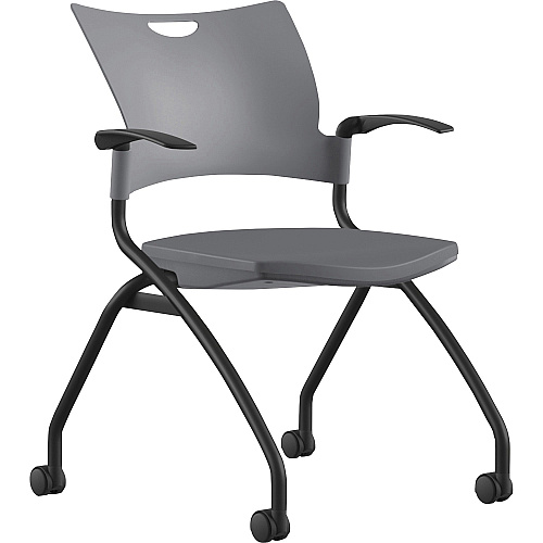 9 to 5 Seating Bella Fixed Arms Mobile Nesting Chair Dove Seat Color - Thermoplastic Seat Material - Dove Gray Back Color - Thermoplastic Back Material - Black, Powder Coated Frame Color - Four-legged Base - 1 Each (1320A12BFP14)