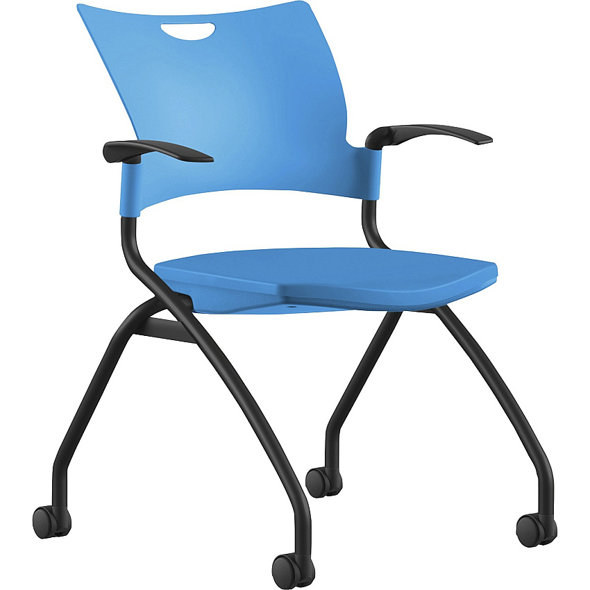 9 to 5 Seating Bella Fixed Arms Mobile Nesting Chair Blue Seat Color - Thermoplastic Seat Material - Blue Back Color - Thermoplastic Back Material - Black, Powder Coated Frame Color - Four-legged Base - 1 Each (1320A12BFP16)