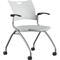 9 to 5 Seating Bella Fixed Arms Mobile Nesting Chair White Seat Color - Thermoplastic Seat Material - White Back Color - Thermoplastic Back Material - Silver, Powder Coated Frame Color - Four-legged Base - 1 Each (1320A12SFP05)