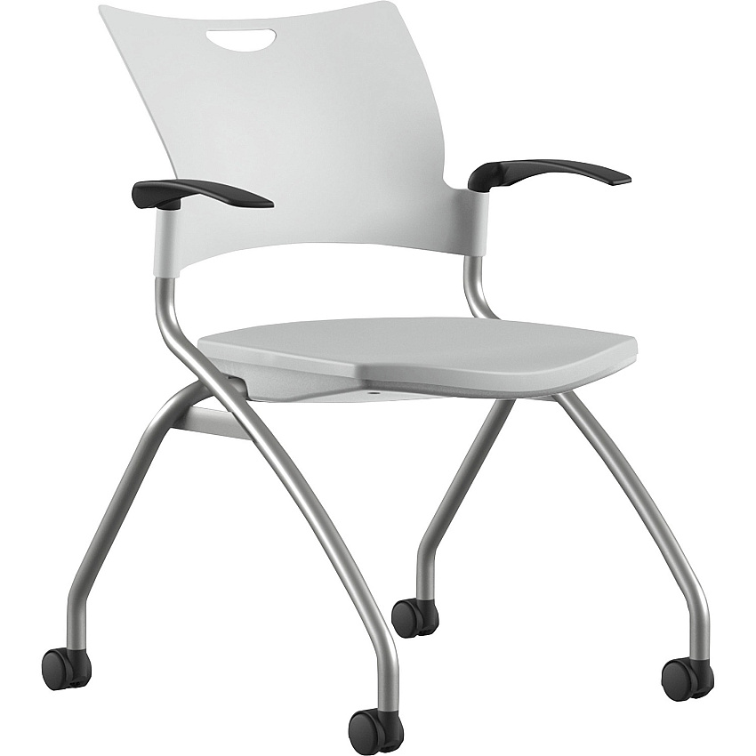 9 to 5 Seating Bella Fixed Arms Mobile Nesting Chair White Seat Color - Thermoplastic Seat Material - White Back Color - Thermoplastic Back Material - Silver, Powder Coated Frame Color - Four-legged Base - 1 Each (1320A12SFP05)