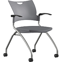9 to 5 Seating Bella Fixed Arms Mobile Nesting Chair Dove Seat Color - Thermoplastic Seat Material - Dove Gray Back Color - Thermoplastic Back Material - Silver, Powder Coated Frame Color - Four-legged Base - 1 Each (1320A12SFP14)