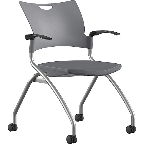 9 to 5 Seating Bella Fixed Arms Mobile Nesting Chair Dove Seat Color - Thermoplastic Seat Material - Dove Gray Back Color - Thermoplastic Back Material - Silver, Powder Coated Frame Color - Four-legged Base - 1 Each (1320A12SFP14)