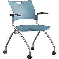 9 to 5 Seating Bella Fixed Arms Mobile Nesting Chair Blue Seat Color - Thermoplastic Seat Material - Blue Back Color - Thermoplastic Back Material - Silver, Powder Coated Frame Color - Four-legged Base - 1 Each (1320A12SFP16)