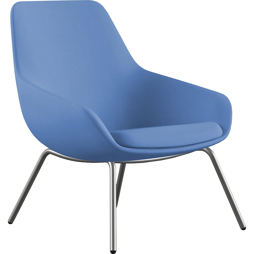 9 to 5 Seating 4-leg Lilly Lounge Chair Blue Seat Color - Fabric, Foam Seat Material - Blue Back Color - Fabric, Foam Back Material - Silver Frame Color - Four-legged Base - 1 Each (9101LGSFBU)