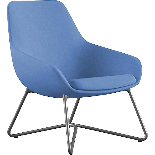 9 to 5 Seating W-shaped Base Lilly Lounge Chair Blue Seat Color - Fabric, Foam Seat Material - Blue Back Color - Fabric, Foam Back Material - Silver Frame Color - W Leg Base - 1 Each (9111LGSFBU)