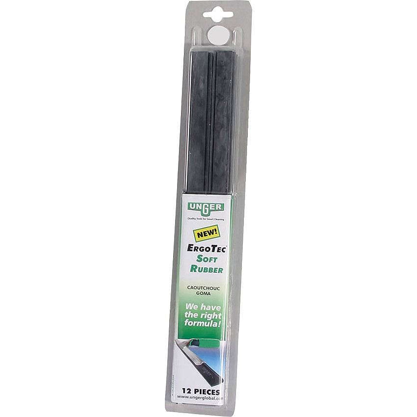 Unger Squeegee Rubber Blades Rubber Blade16" Length - Flexible, Streak-free - Black - 12 / Pack (RT400)