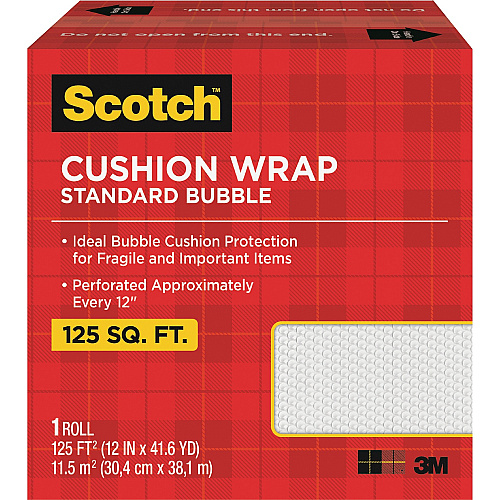 Scotch Cushion Wrap 12" Width x 100 ft Length - Perforated, Lightweight, Recyclable, Non-scratching, Easy Tear - Polyethylene, Nylon - Clear - 1 / Carton (7962)