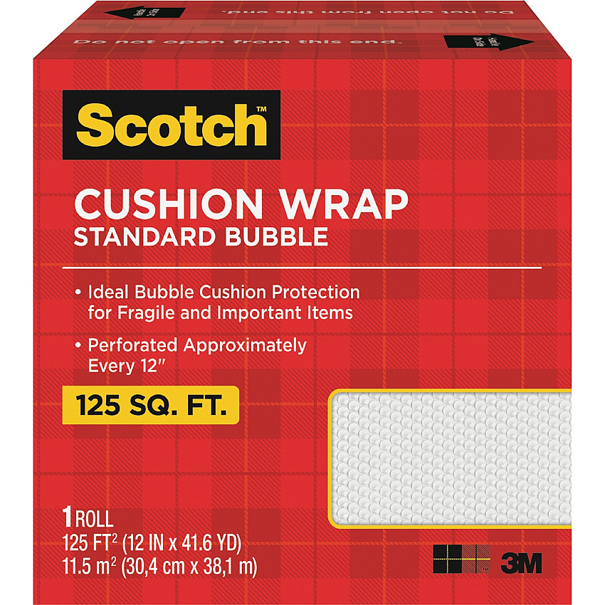 Scotch Cushion Wrap 12" Width x 100 ft Length - Perforated, Lightweight, Recyclable, Non-scratching, Easy Tear - Polyethylene, Nylon - Clear - 1 / Carton (7962)
