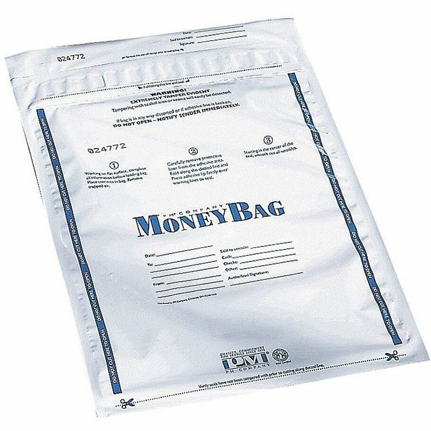 ICONEX 9x12 Disposable Deposit Bags 12" Length x 9" Width - White - Plastic - Money - 100 / Pack (94190068)