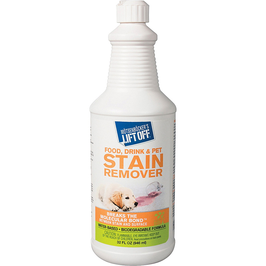 Motsenbockers Lift Off Mötsenböcker's Lift Off Food/Drink/Pet Stain Remover (4 32 fl oz (1 quart) - Environmentally Friendly - White Bottle - 1 Each 0503)