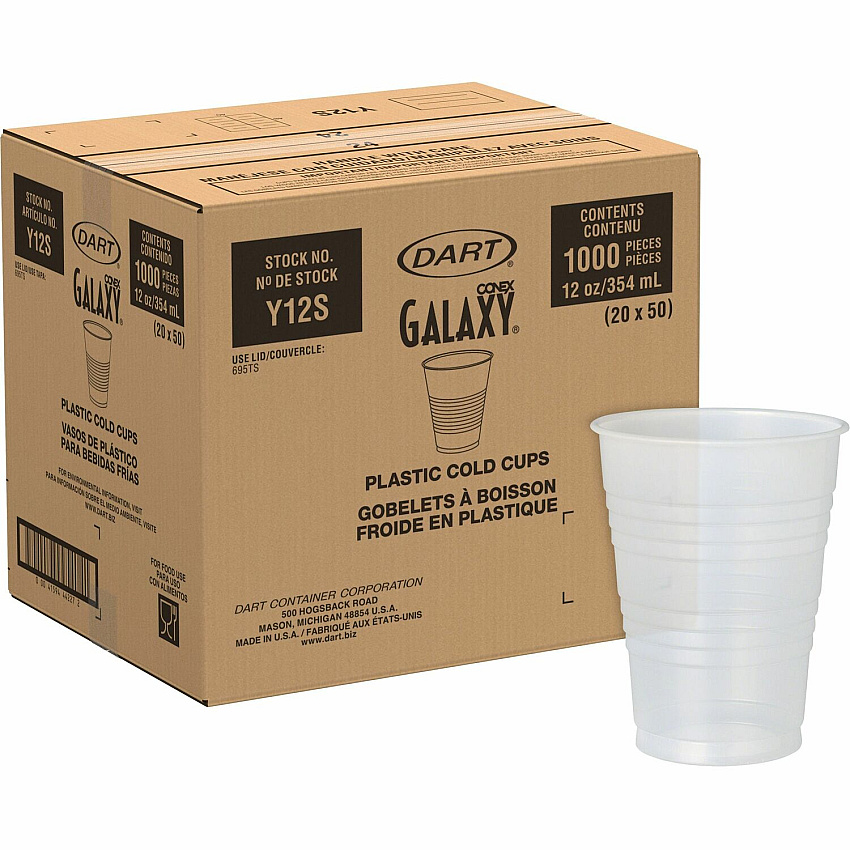 Solo Galaxy 12 oz Plastic Cold Cups 50 / Bag - 12 fl oz - 20 / Carton - Translucent - Plastic, Polystyrene - Cold Drink (Y12S)